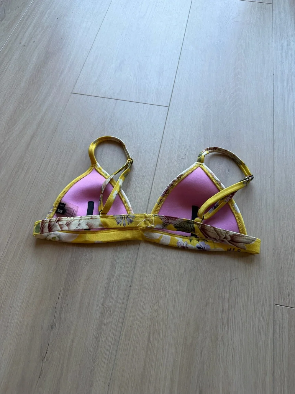 triangl swimwear Yellow Floral Triangle Bikini Top